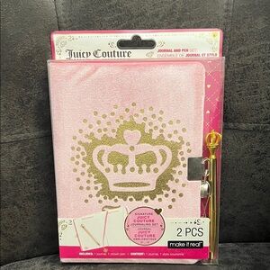 Juicy Couture Pink and Gold Crown Journal Set